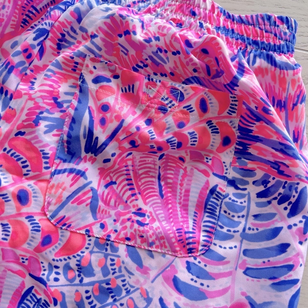 Lilly Pulitzer Athletic Shorts in Pink and Blue with Tropical Print - Picture 6 of 11